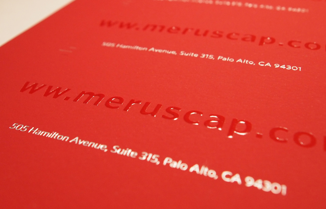 Silver foil plus clear foil emboss at 2 different heights