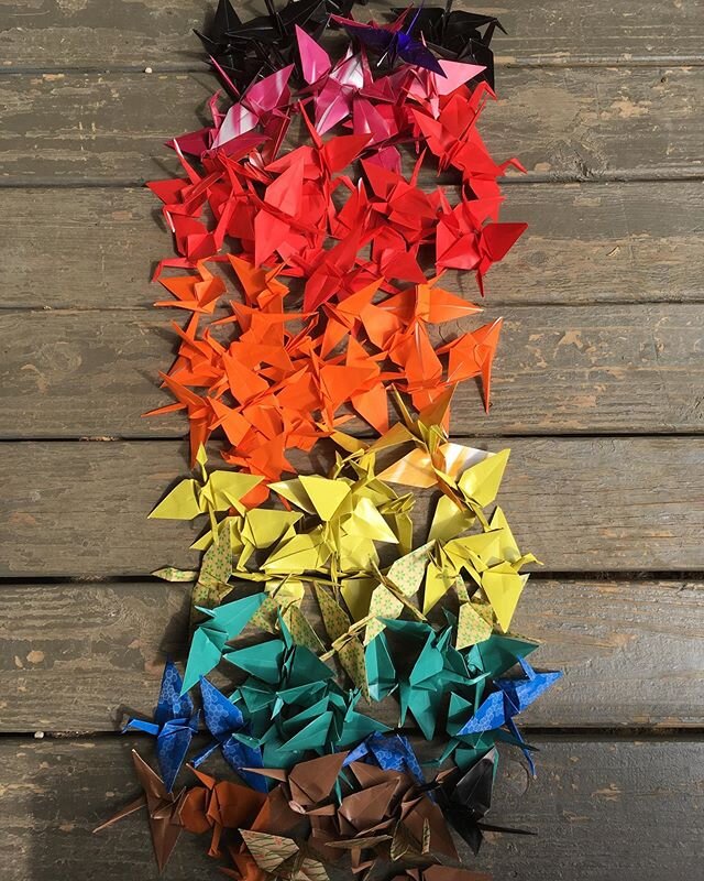 Fold the rainbow #1000cranes #madisoncountyartscouncil #mcac #marshallnc  #origami