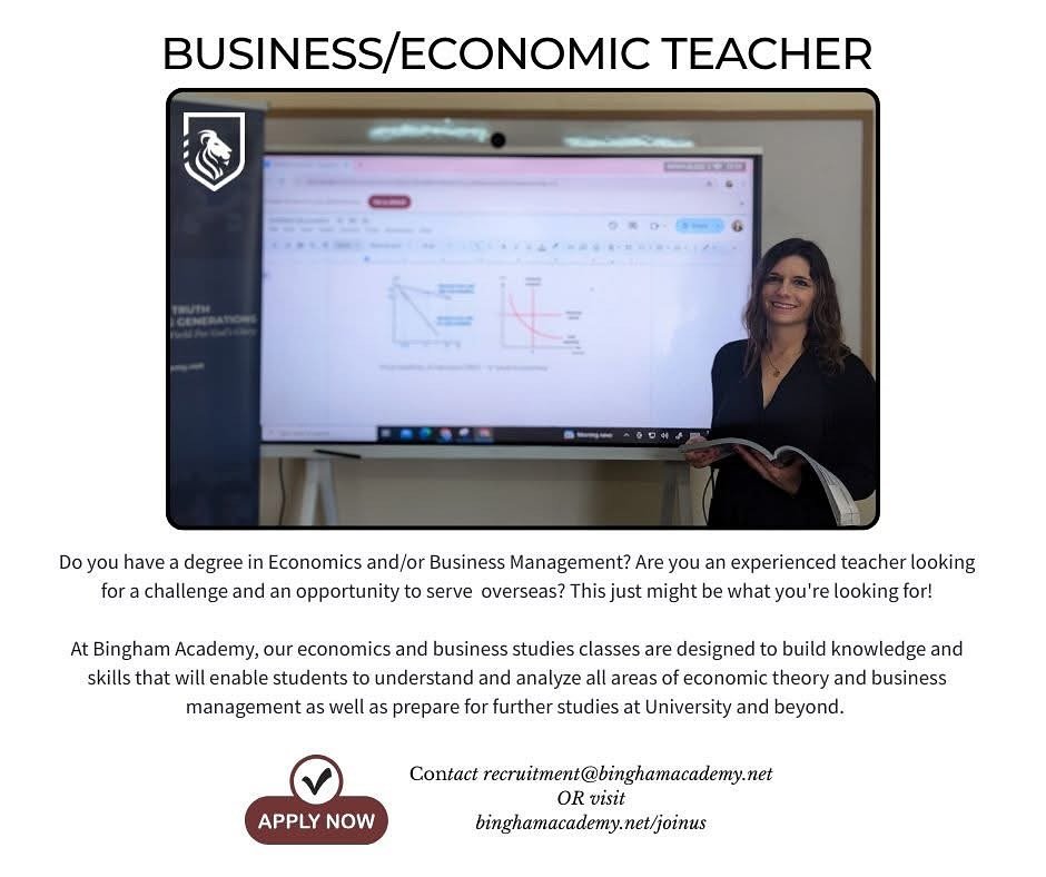 🌍✈️ Teach Business. Inspire Futures. Live the Adventure. 🌍✈️
If Business &amp; Economics excite you&mdash;and teaching is your passion&mdash;Bingham Academy in Addis Ababa wants YOU as our next Business Studies / Economics Teacher!
✨ What Makes Bin