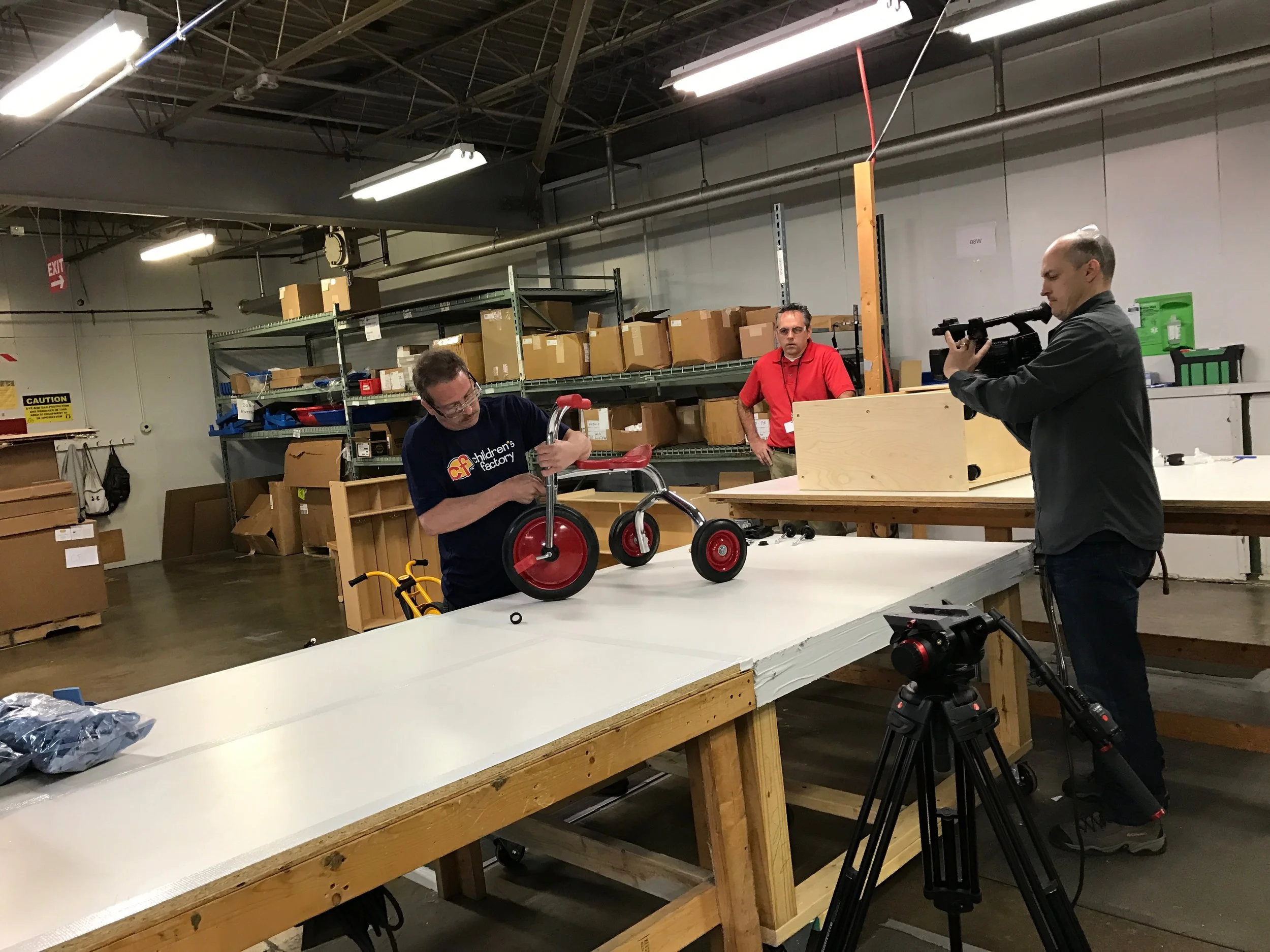 Bike building and wood station.