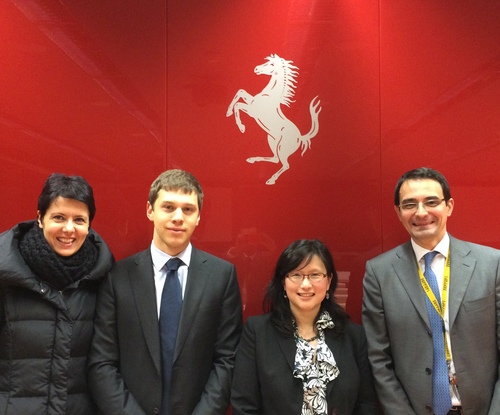 Maria P., Mike Stern, Maria Yang, and Mirko Boccalatte at Ferrari Headquarters, Jan. 2014