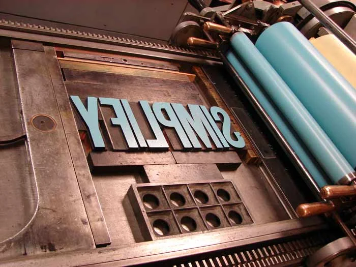 The letterpress inked up, locked in and ready