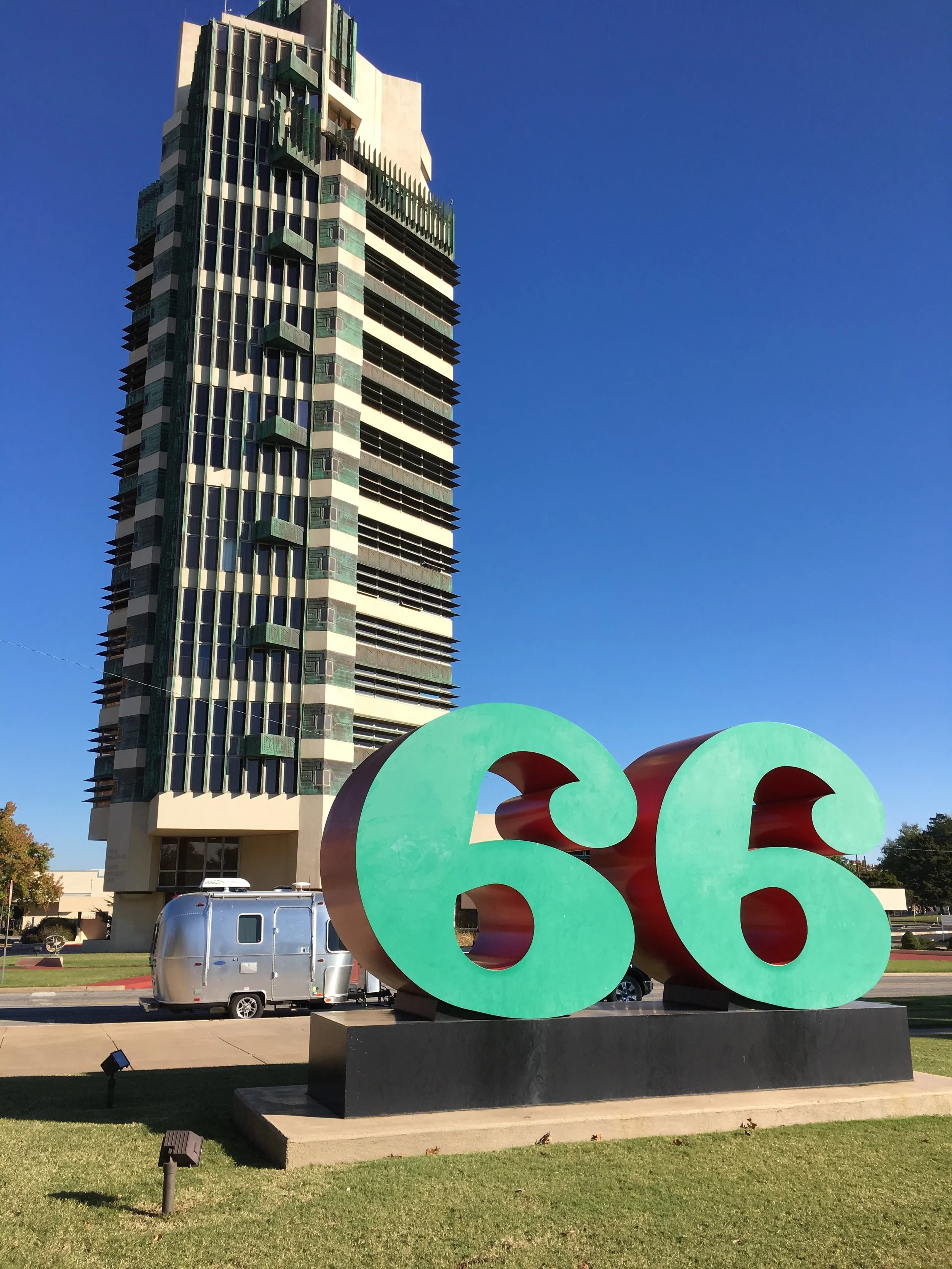 Iconic design: Bambi and the Price Tower in Bartlesville, designed by Frank Lloyd Wright