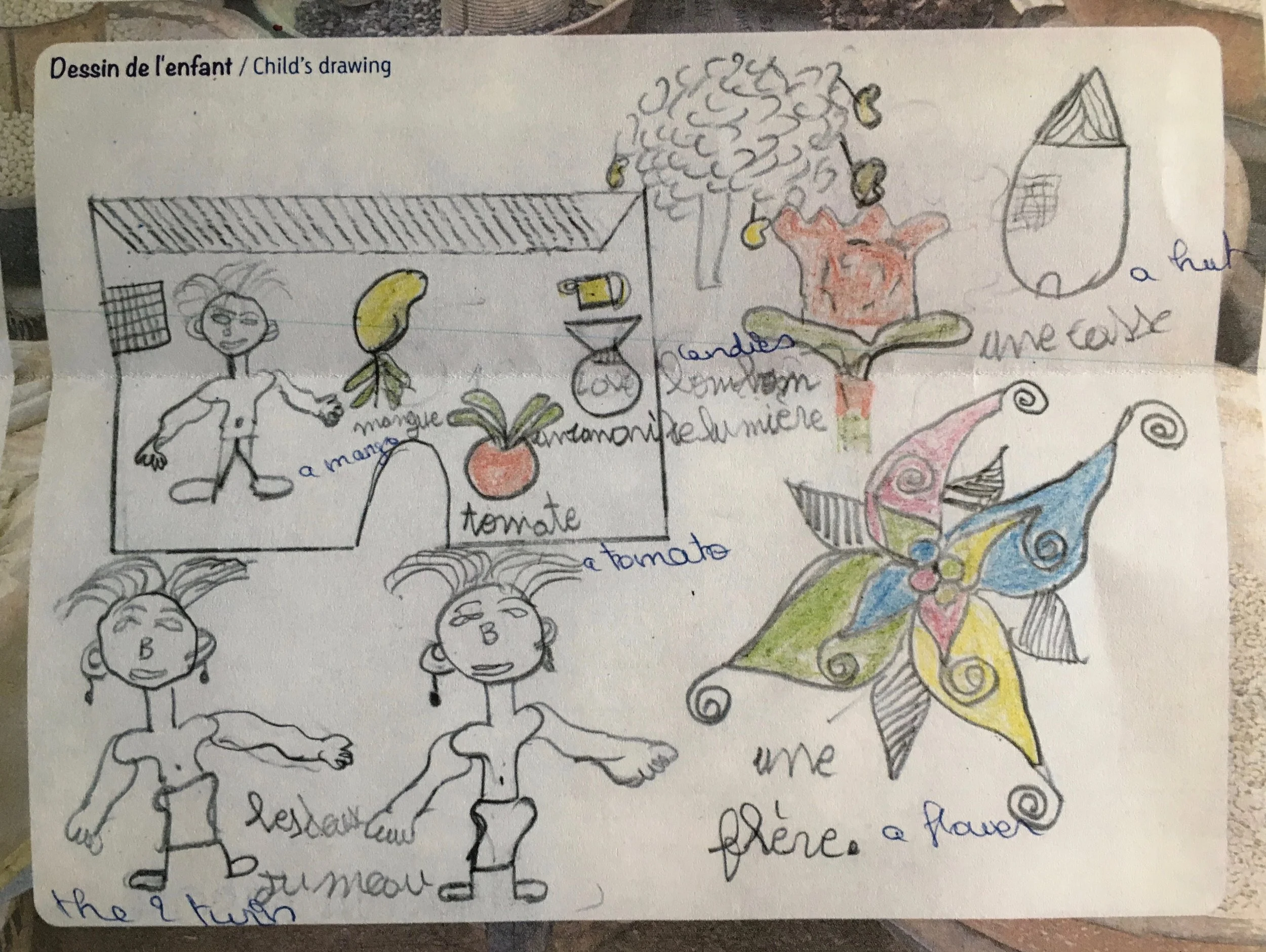 The pictures Maimouna drew for me in her last letter.