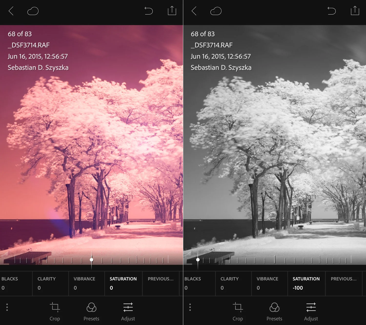Desaturation greatly reduces the artifacts and makes post cleanup much easier.