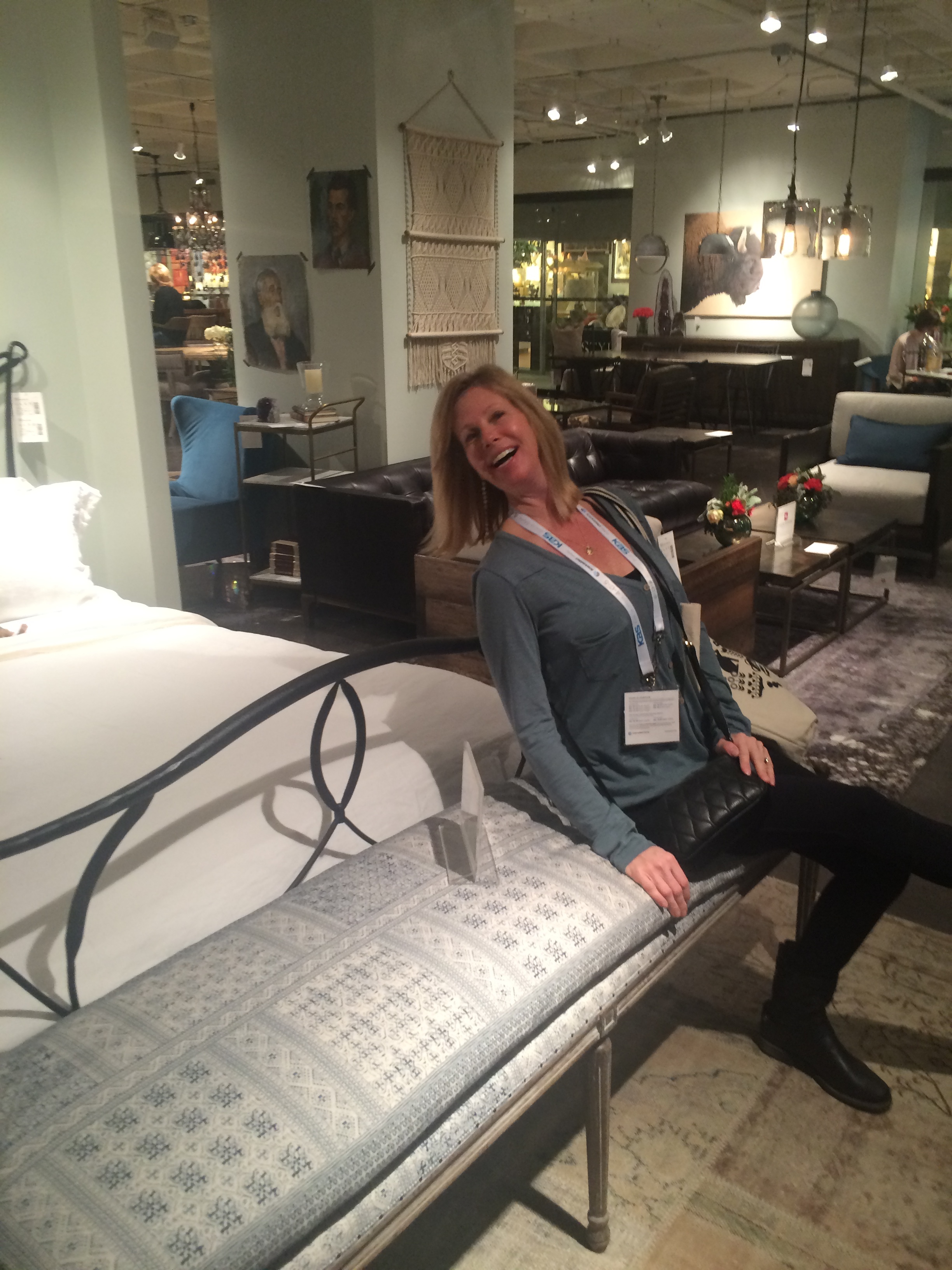 Kitchen islands, awesome tables and accent pieces - Leslie was clearly having a blast at this booth.