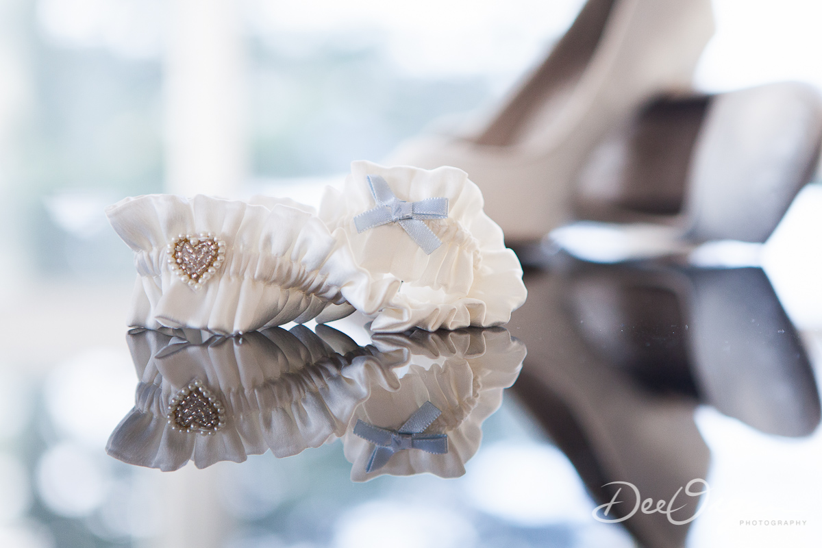 Wedding prep details - garter and shoes