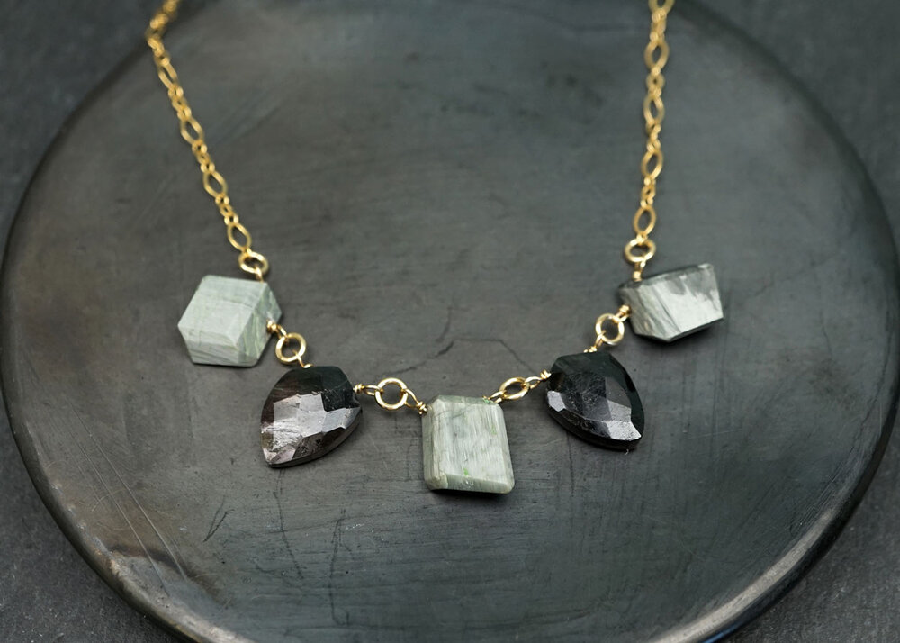 Pyrite bead chain necklace — Calliope Jewelry