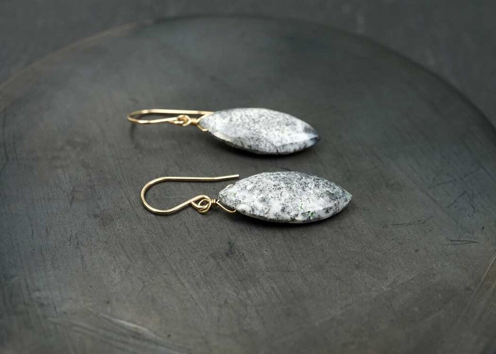 Dendritic Opal Silver Wrapped Earrings