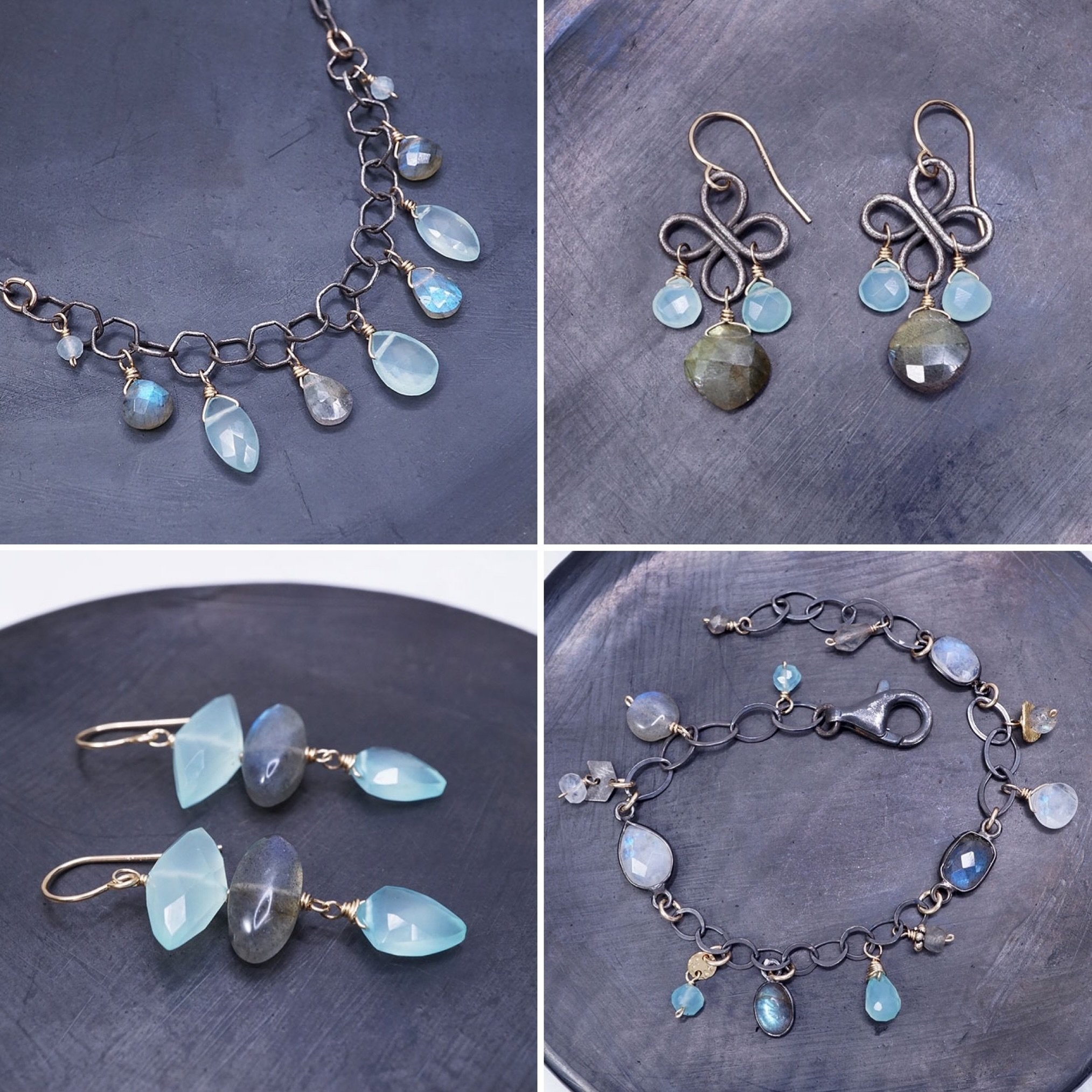 Getting my website all ready for my jewelry release this Tuesday at 12pm PST! These are just a few of the aqua-vibey (should I trademark that?😁) pieces that will be available! 🩵 If you&rsquo;re on my email list keep an eye out for an email from me 