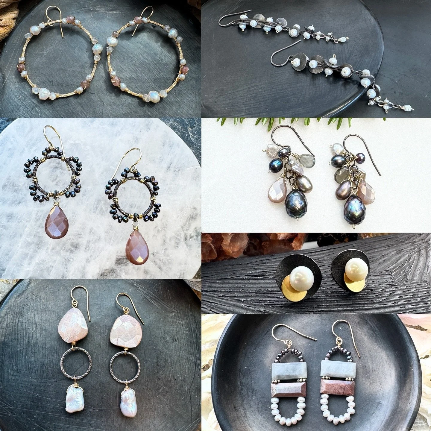 These are all of my brand new pieces from the #7in7earrings challenge last week. This was my 2nd year doing this and it&rsquo;s been so amazing both times. It&rsquo;s just a community of artists creating earrings, sharing those creations on Instagram