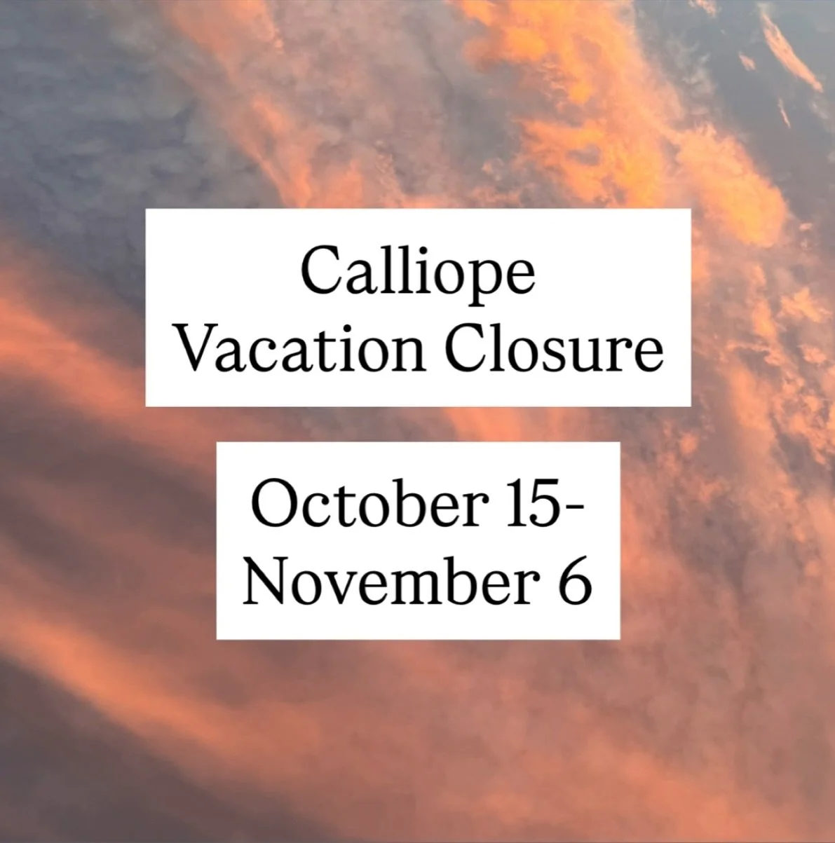 I&rsquo;m heading off on a 3 week vacation to Japan later this week! All retail orders placed by the end of day Monday, 10/13 should ship before I leave. Anything ordered after that will ship when I get back in my studio. Thanks in advance for your p