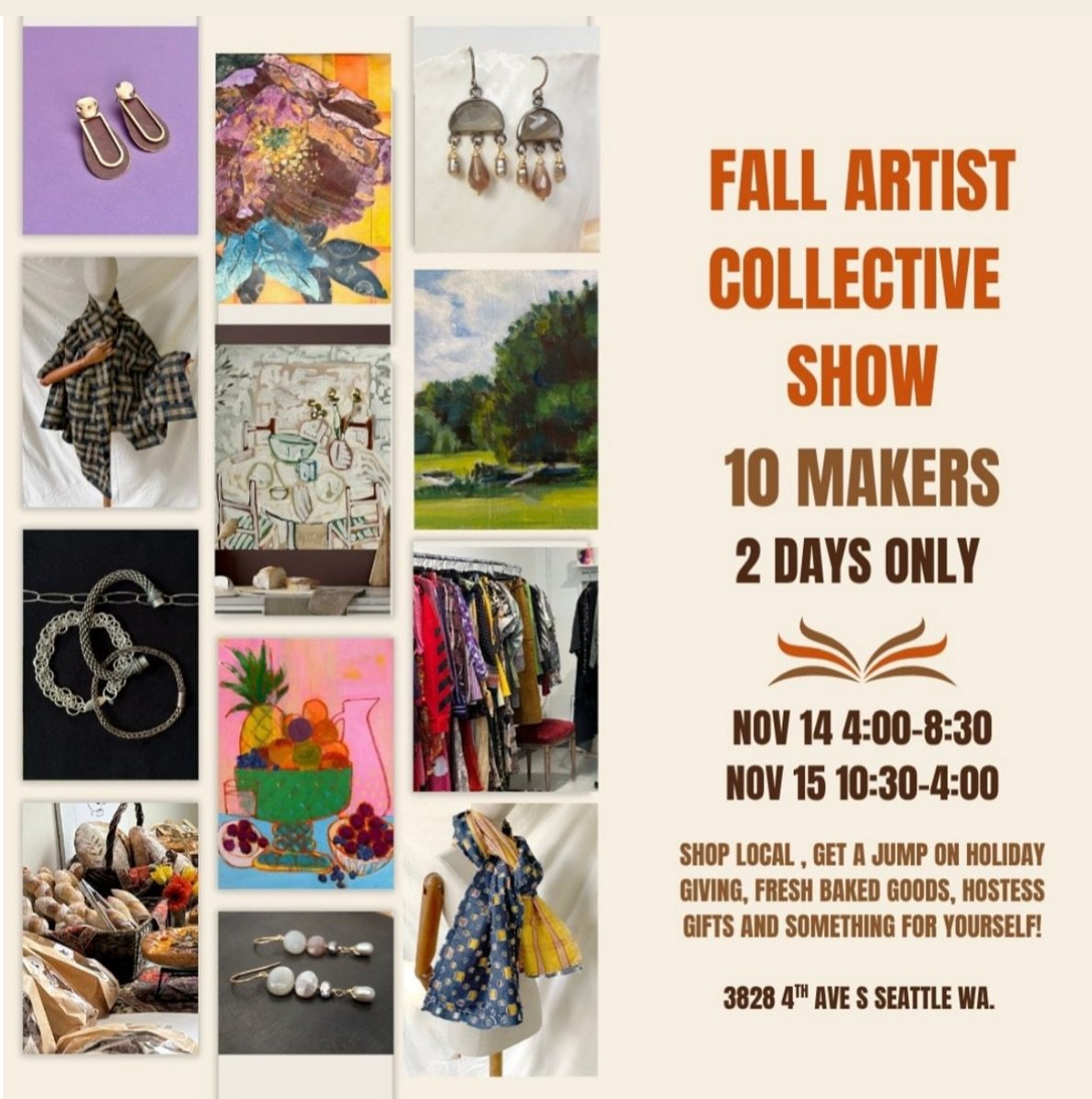 The annual Artist Collective Holiday Show is in one week! I&rsquo;ll be all set up in my studio with lots of fun pieces for sale and there will be all kinds of other amazing art, clothing and even fresh bread throughout the rest of the building 🎉 I 