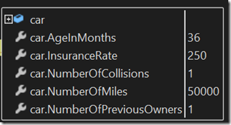 Showing regular object debugging. 