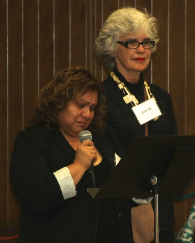 Isabella gave thanks to her son, Carlos, who is battling cancer. Carlos was present to hear his mother speak in English.