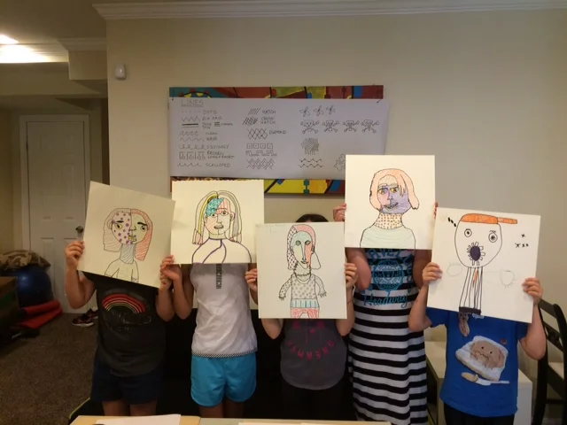 Art class- pattern self portraits