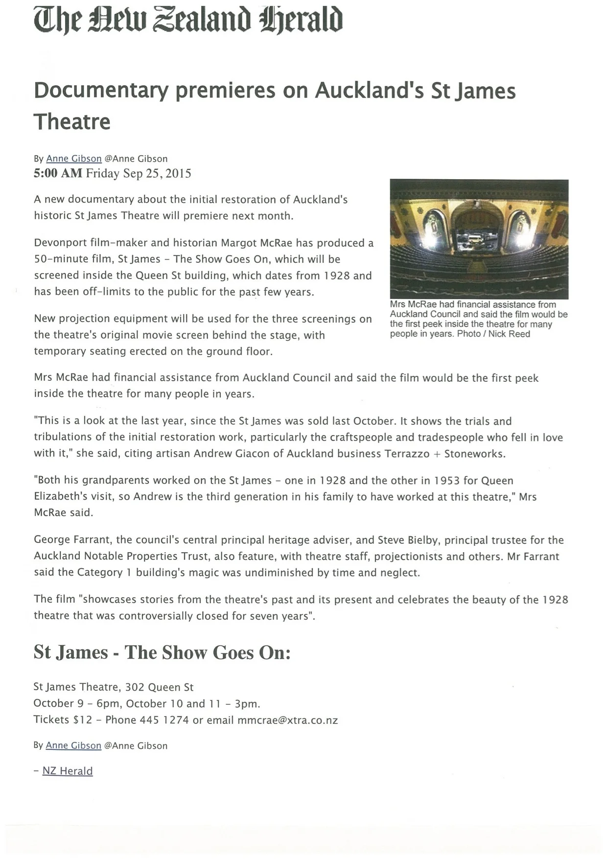 Article Featured in The New Zealand Herald by Anne Gibson @Anne Gibson