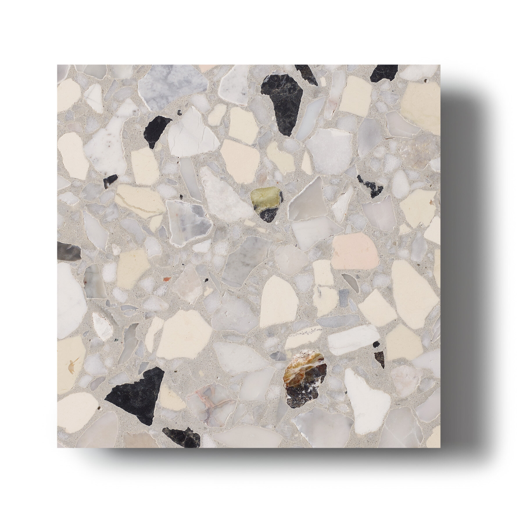 Sample of Fibonacci Ghosted terrazzo tile