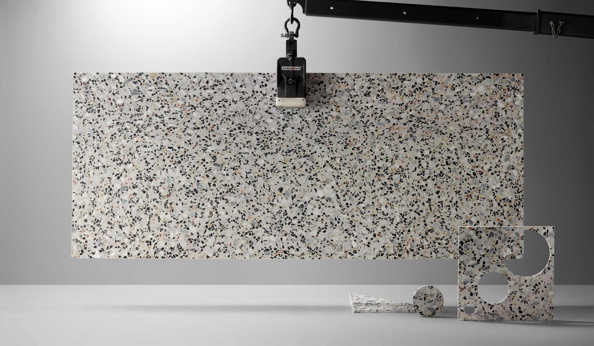 Fibonacci Ink Blot terrazzo slab