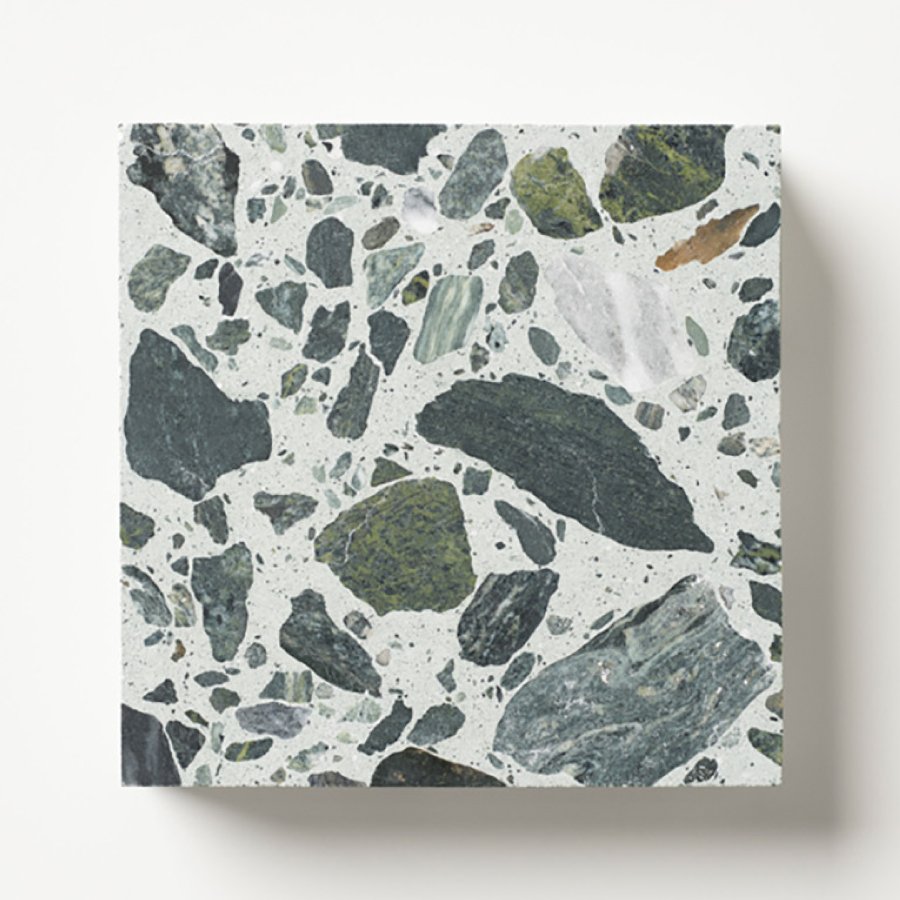 Sample of Fibonacci Peppermint Crisp terrazzo slab