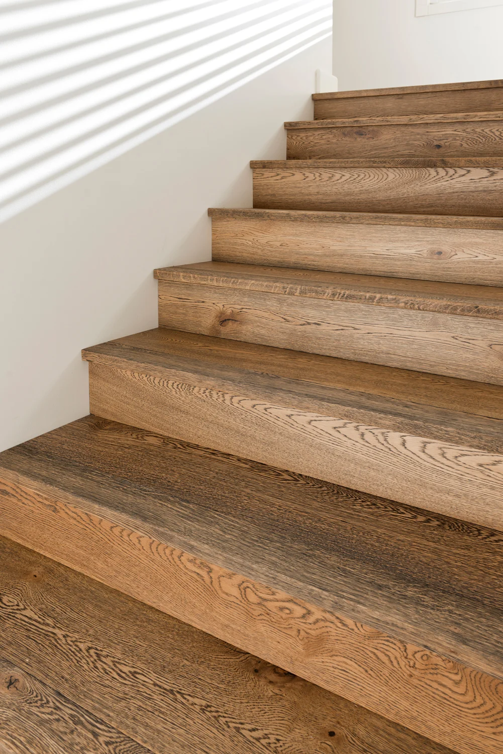 Detail Angle of hardwood stairs.