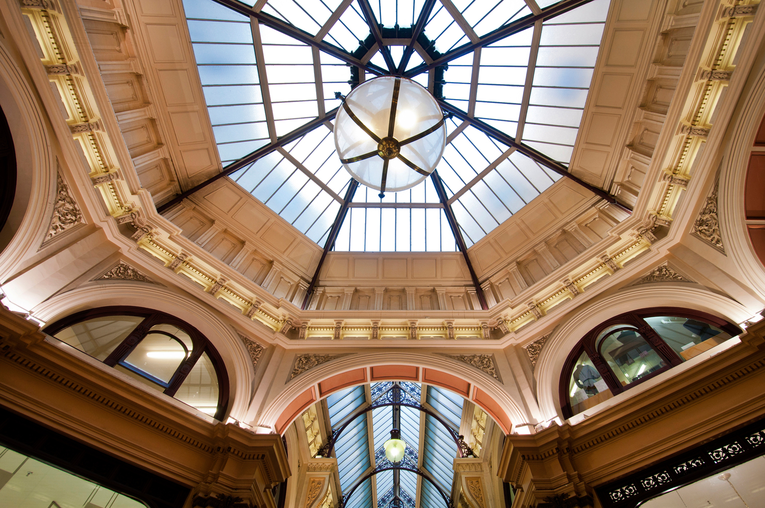 Detail of turn of the century shopping arcade.