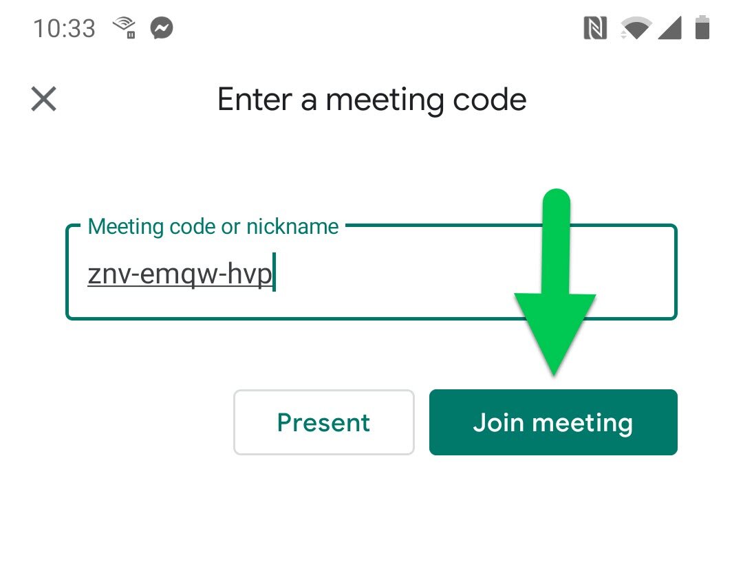  Once you have entered the “meeting code” tap “Join meeting”. 