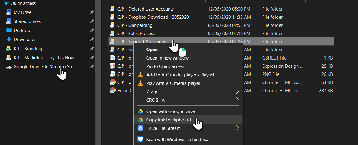 files stored in google drive