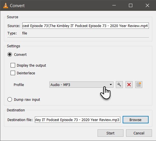 How to extract audio an MP4 video file MP3 using VLC player. - Kimbley IT