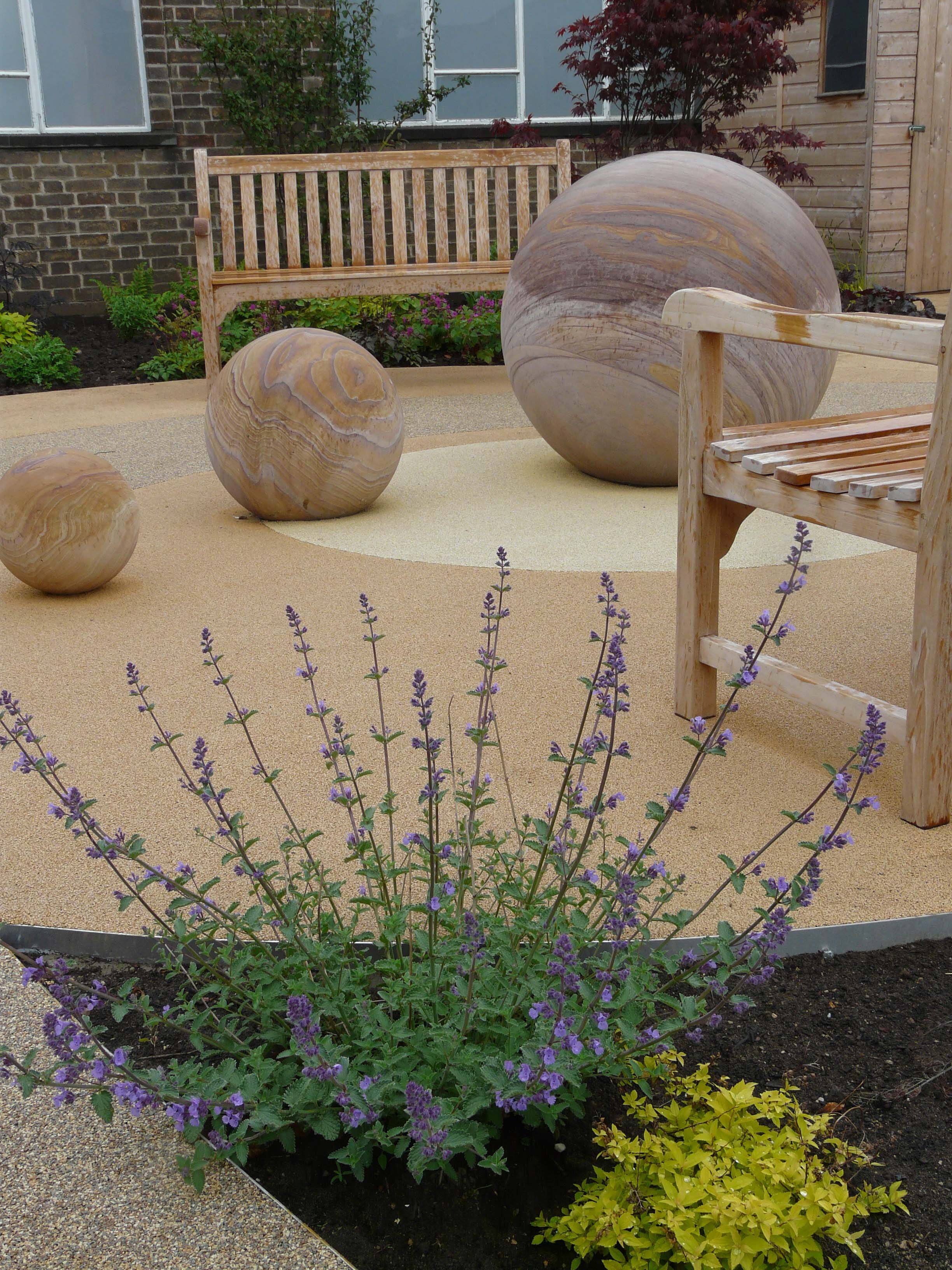 Stone balls in Dementia garden.jpg