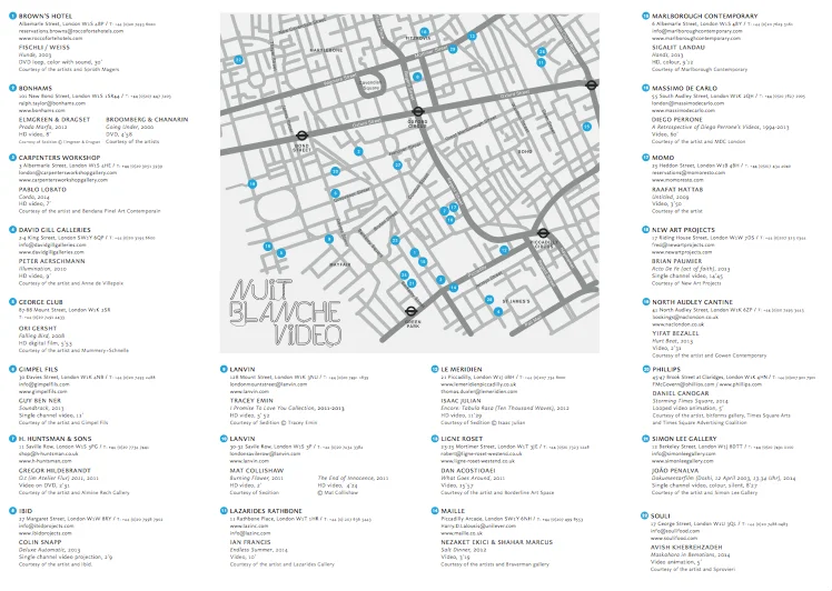 Download Map of Nuit Blanche Video Trail 2014 HERE