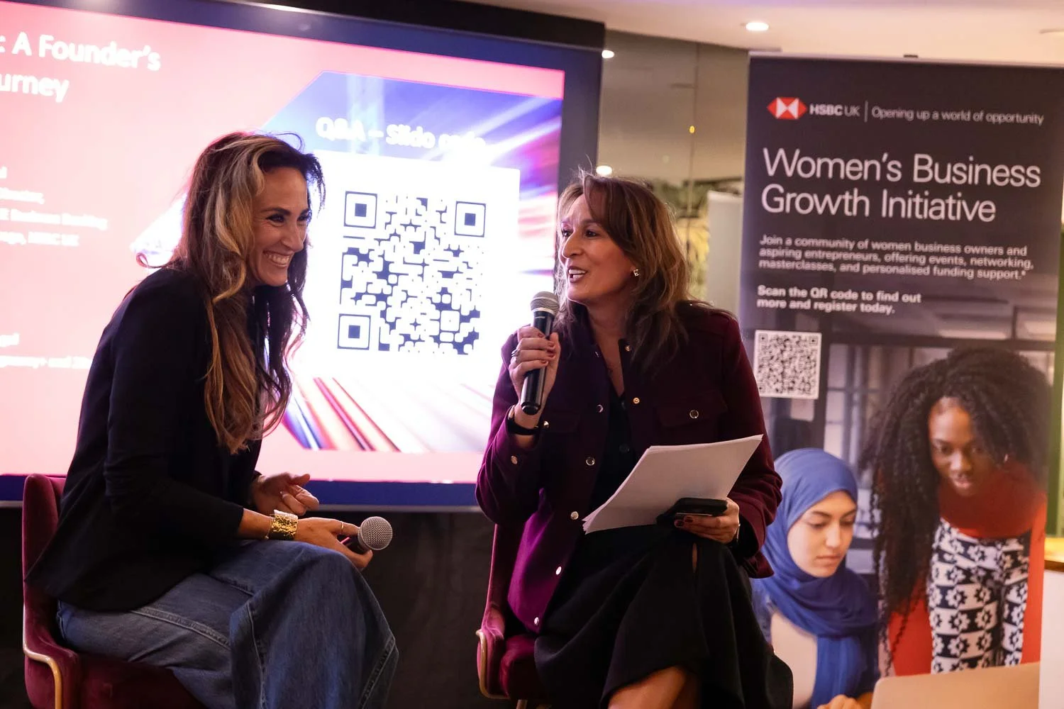  Fireside Q&amp;A chat event with two women in leadership roles 