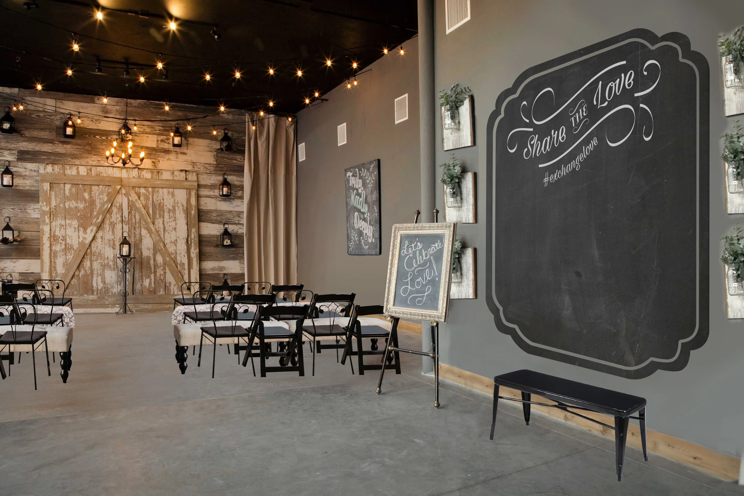 In place of the entry table with miscellaneous decor, couples will enjoy a fun, elegant and welcoming wall perfect for a photo backdrop.
