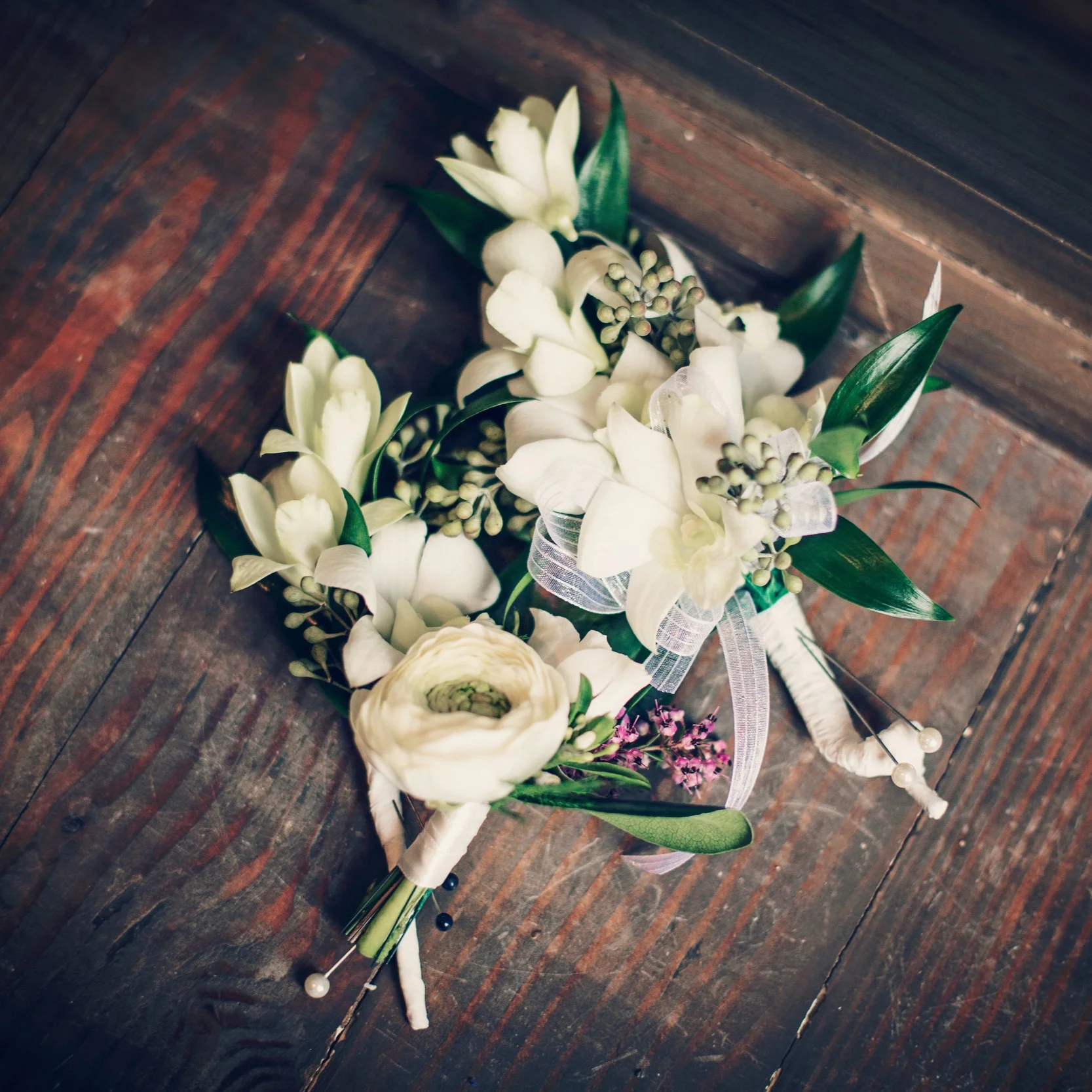 The Vow Exchange Flowers: Couple's 2 Boutonniere Set - $85