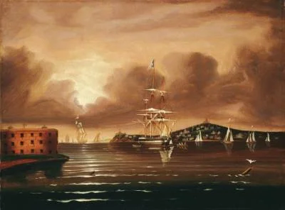 Thomas Chambers, Threatening Sky, Bay of New York, c. 1835-50, Oil on canvas, 18 1/8 x 24 1/4 inches (46 x 61.6 cm), National Gallery of Art, Washington, D.C., 365-2008-5, Photo courtesy: Board of Trustees, National Gallery of Art, Washington D.C.