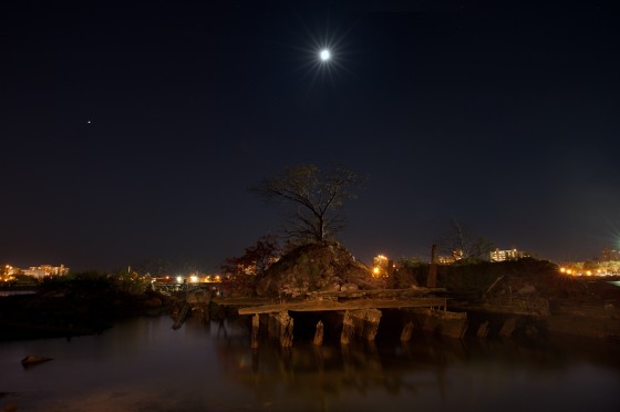 Island Growing from a Submerged Barge, Night