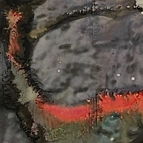 Photo Monoprint. Materials found on shoreline of Governor’s Island. Inks bleeding through surface tension, crossing borderlines and boundaries.