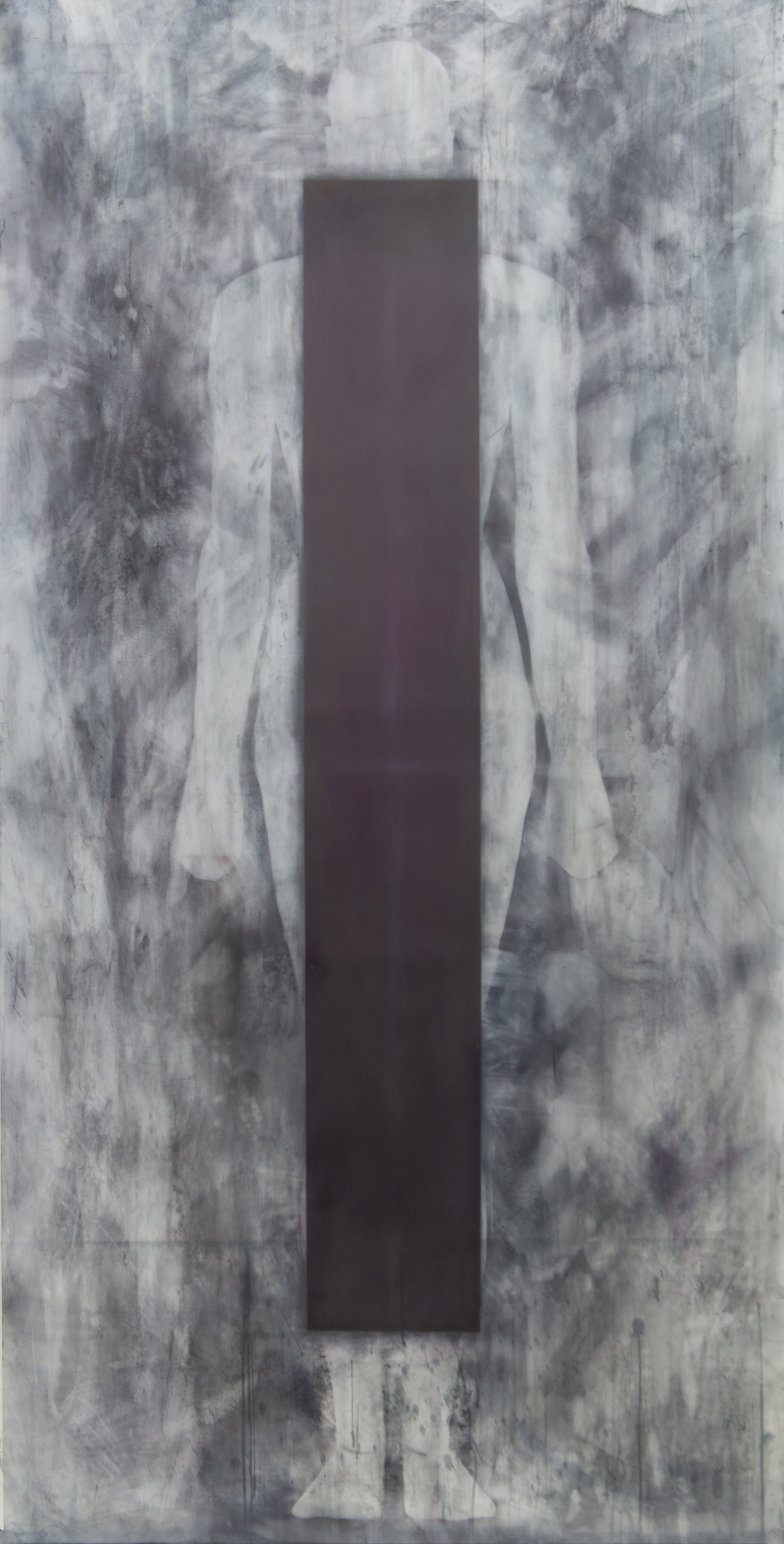  silent moldering 2013 84" x 42" pigment graphite dura-lar 