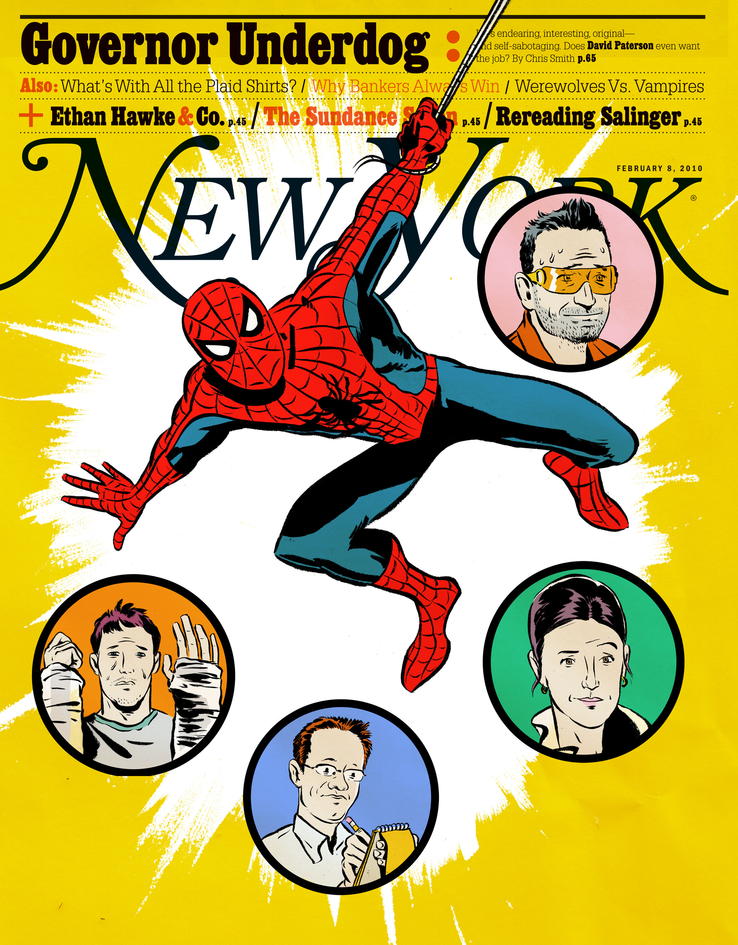   New York Magazine : Cover illustration for feature about the troubles plaguing&nbsp; the Spider Man on Broadway. (Sadly, it did not run)&nbsp; 