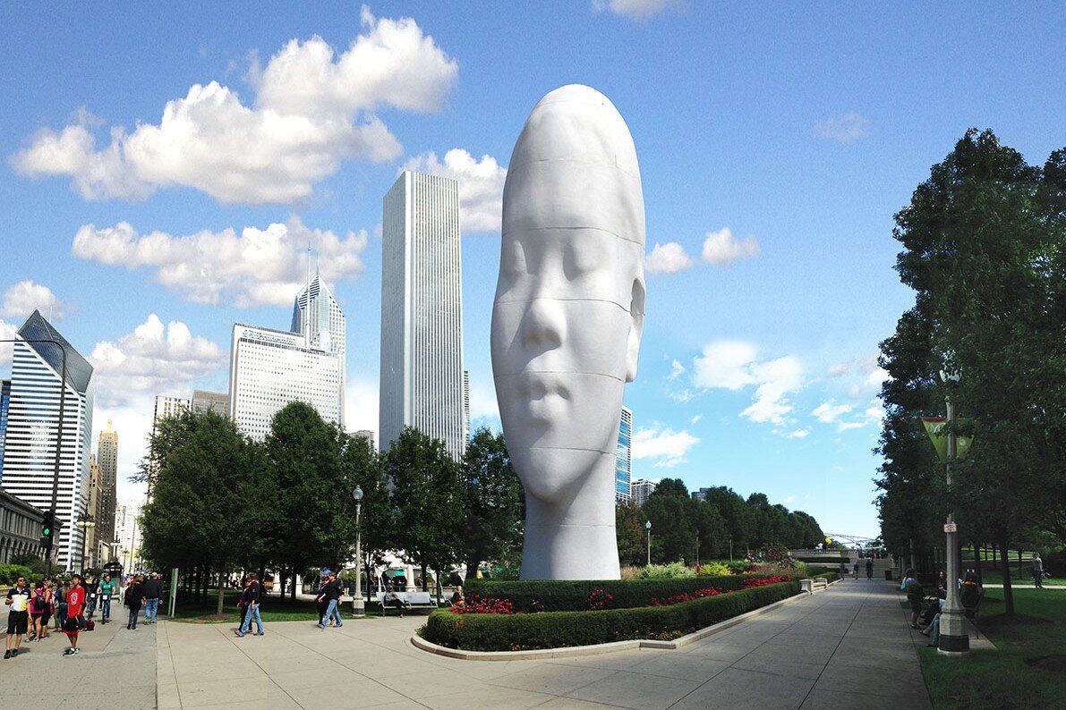 <span style="font-weight:bold"><p style="font-size:20px">Jaume Plensa Sculptures</p></span>Chicago, Illinois