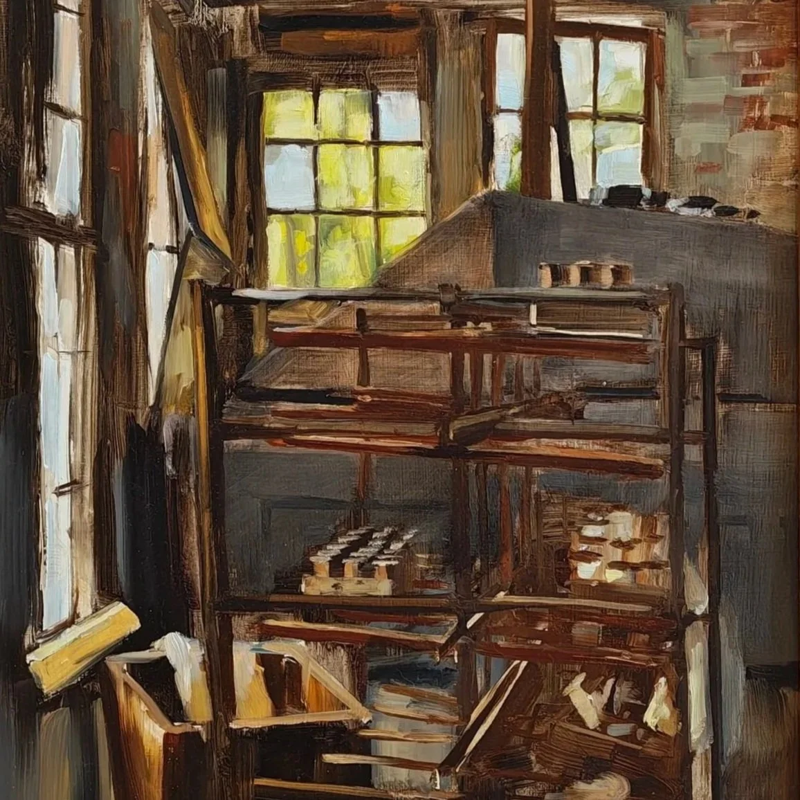 Detail of Silent Factory by Julie Riker