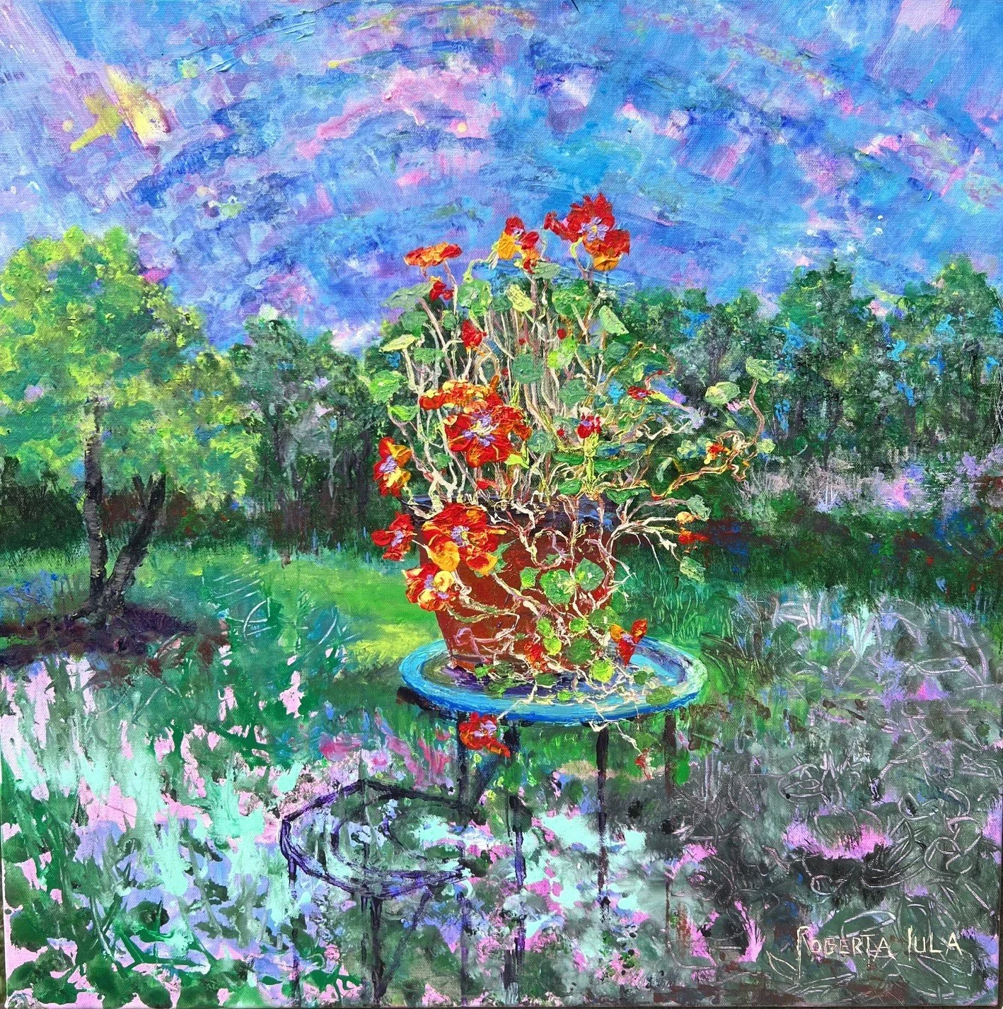 Nasturtium in the Meadow acrylic 24 x 24.jpg