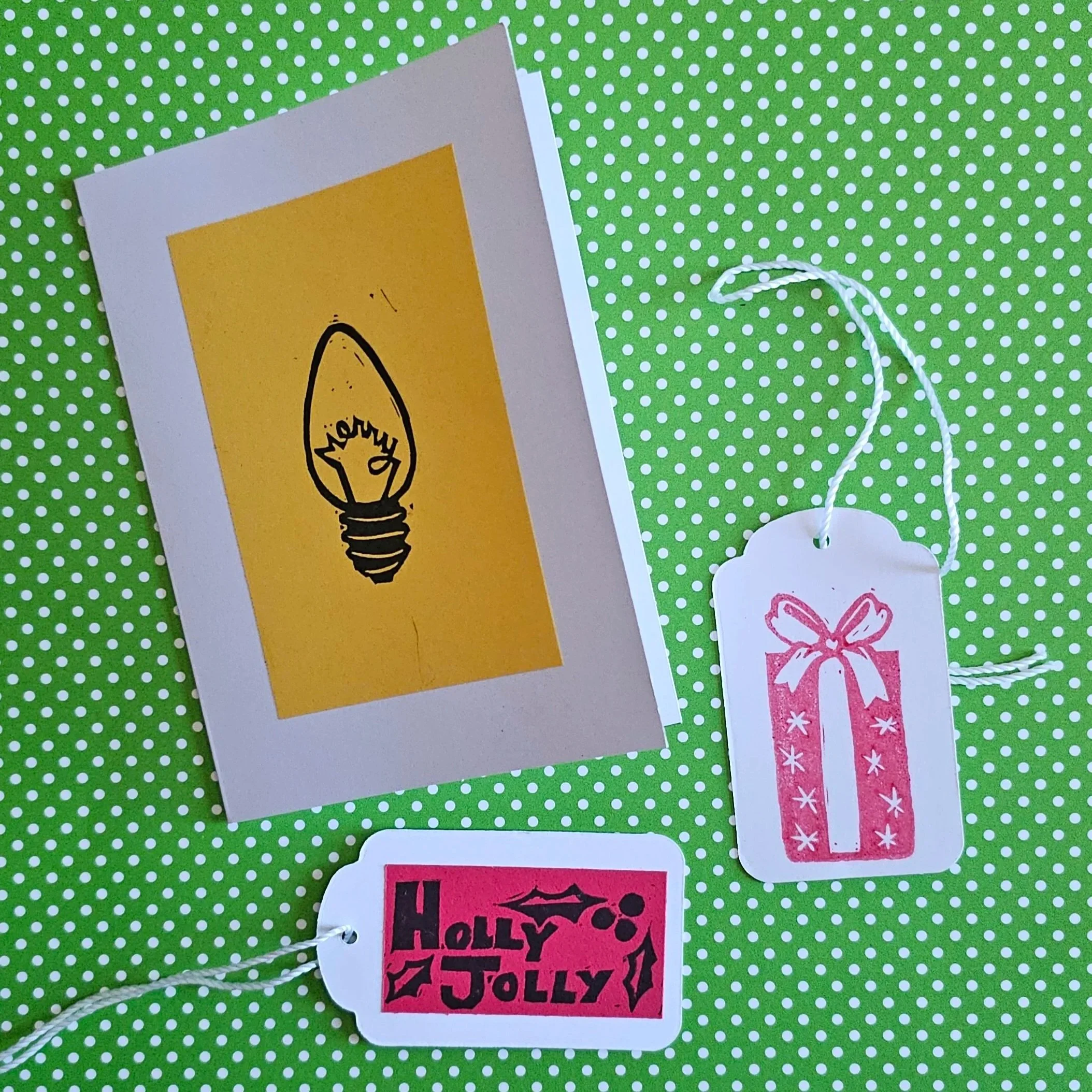 Eraser Prints: Holiday Cards and Tags