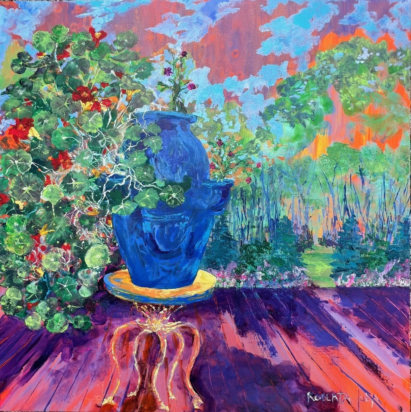 Nasturtium Spirit in Orange acrylic 24 x 24.jpg
