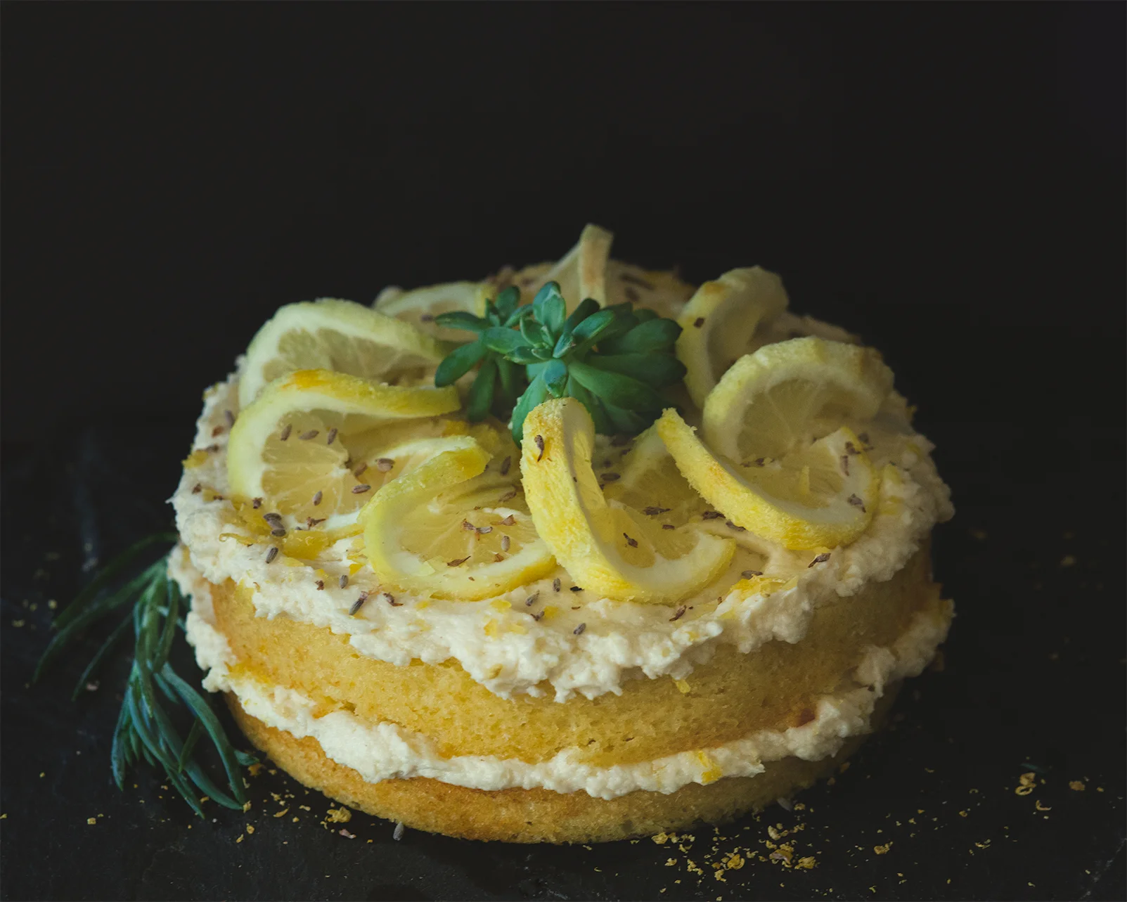 Lavendar vanilla cake with lemon buttercream icing