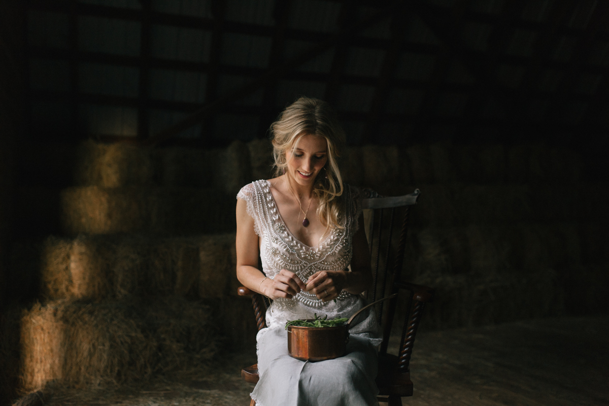Bride in barn. 