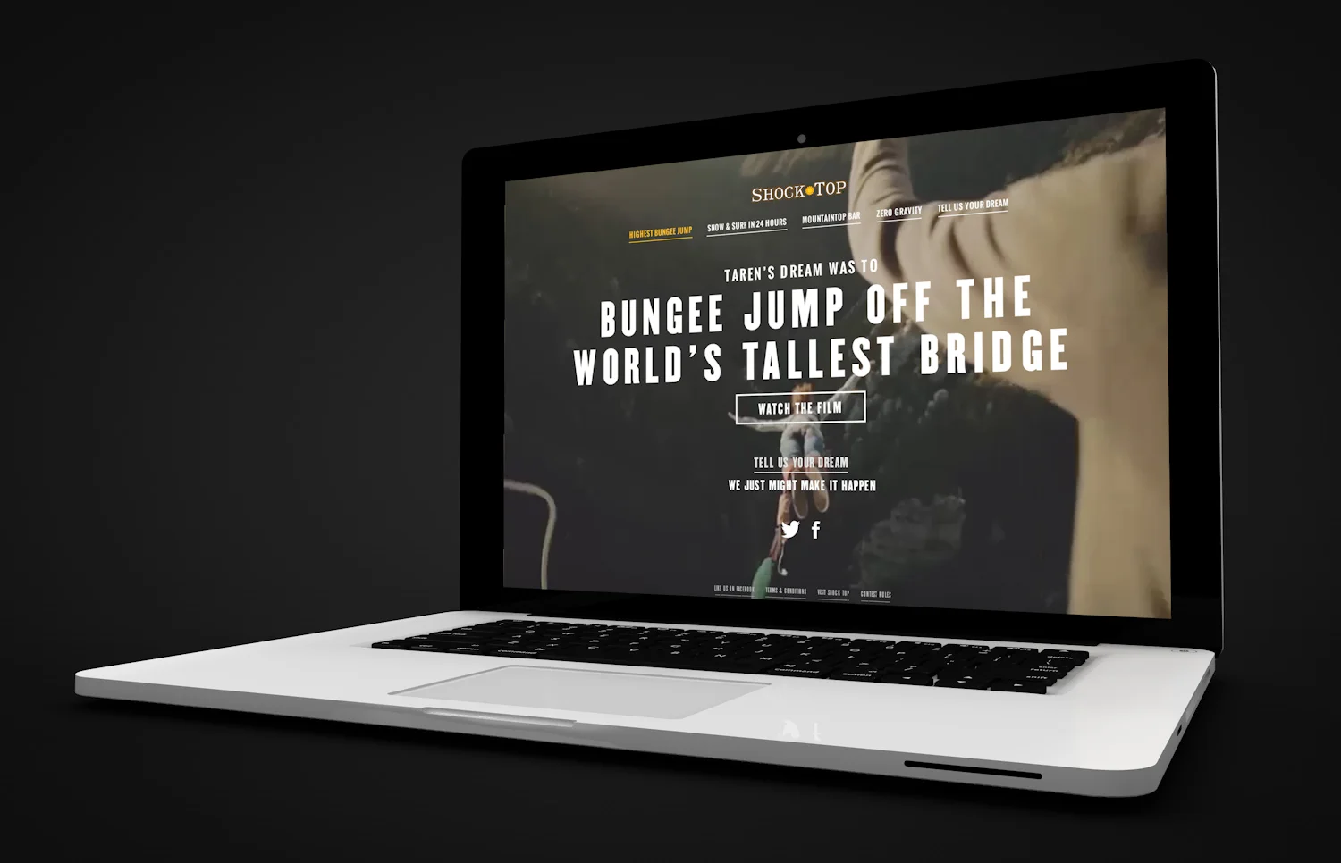Site Experience The site was built to be responsive on all devices, and featured animated video backgrounds. I lead a small creative team to bring the site to life, showcase each product video, and encourage people to submit their dreams for a shot at them coming true through Shock Top. Role Art Direction, Design, Concept