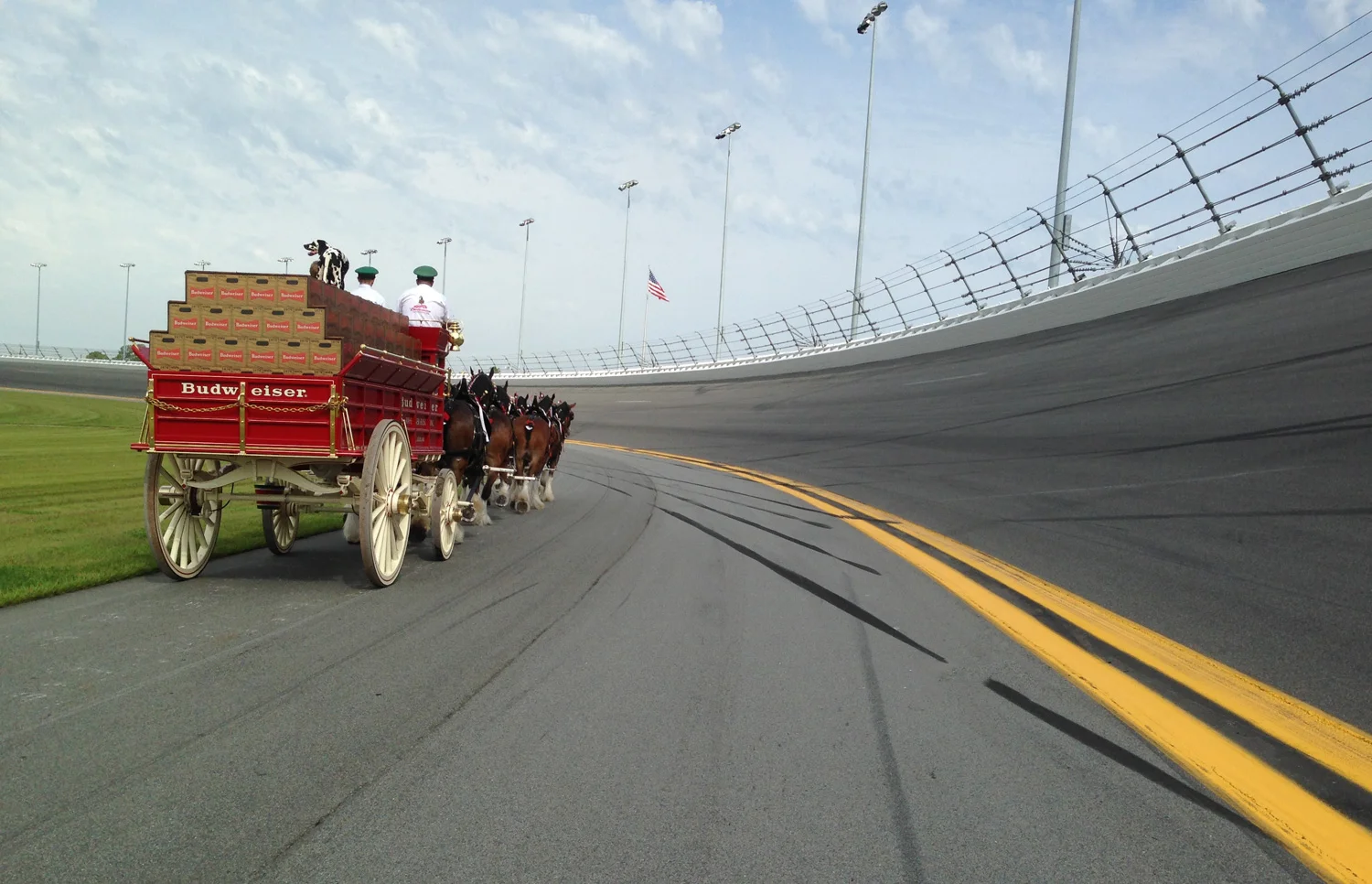 Epic Experience Being on set for this production was a once in a lifetime experience. Where else can you follow clydesdales on an iconic racetrack while driving in a golf cart!?