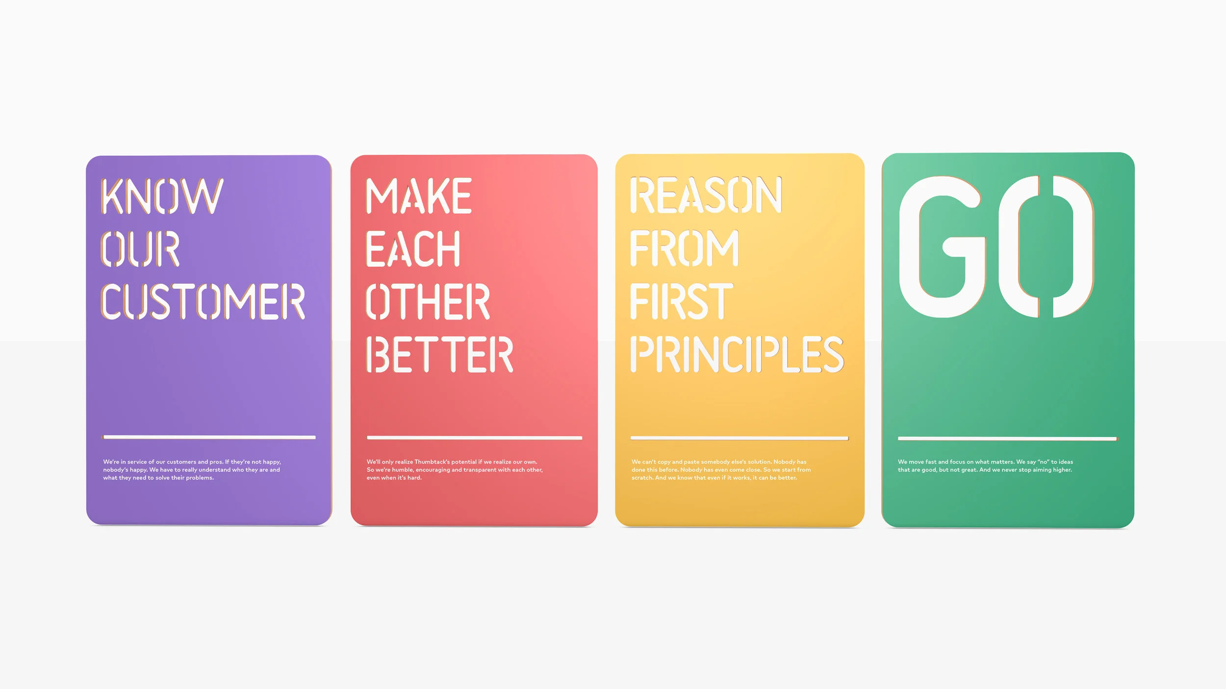 Rendering of the entire set of values cards.