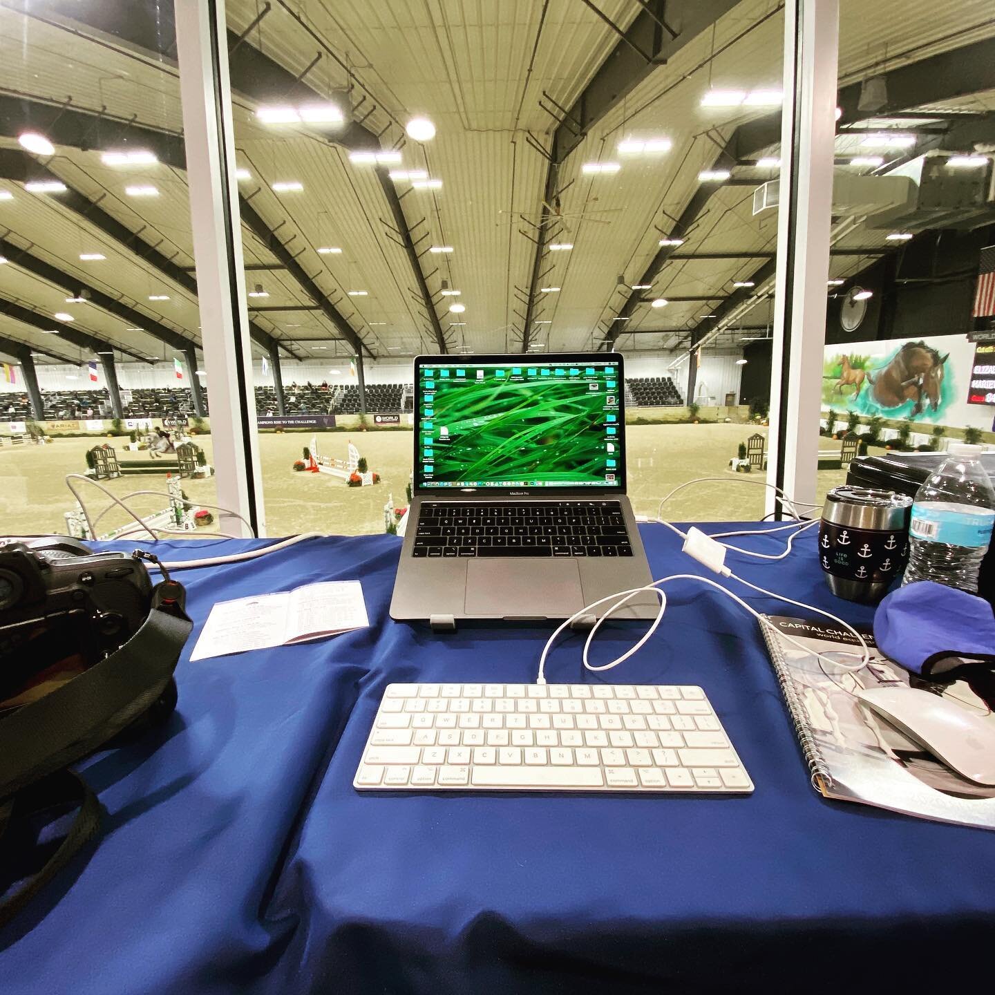 My office for the next 10 days at the Capital Challenge Horse Show at the World Equestrian Center in Ohio. My 26th year! #lovemyjob #horses #horseshowlife #cchs #workingwithfriends